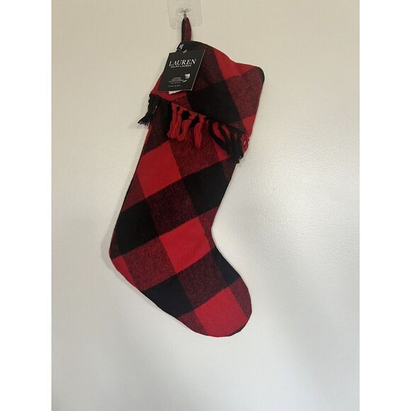 NWOT LAUREN  RALPH LAUREN BUFFALO PLAID CHRISTMAS STOCKING 20" - Picture 1 of 3